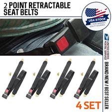 4 Set 2 Point Safety Adjustable Bus Car Seat Belt Lap Shoulder Universal Us