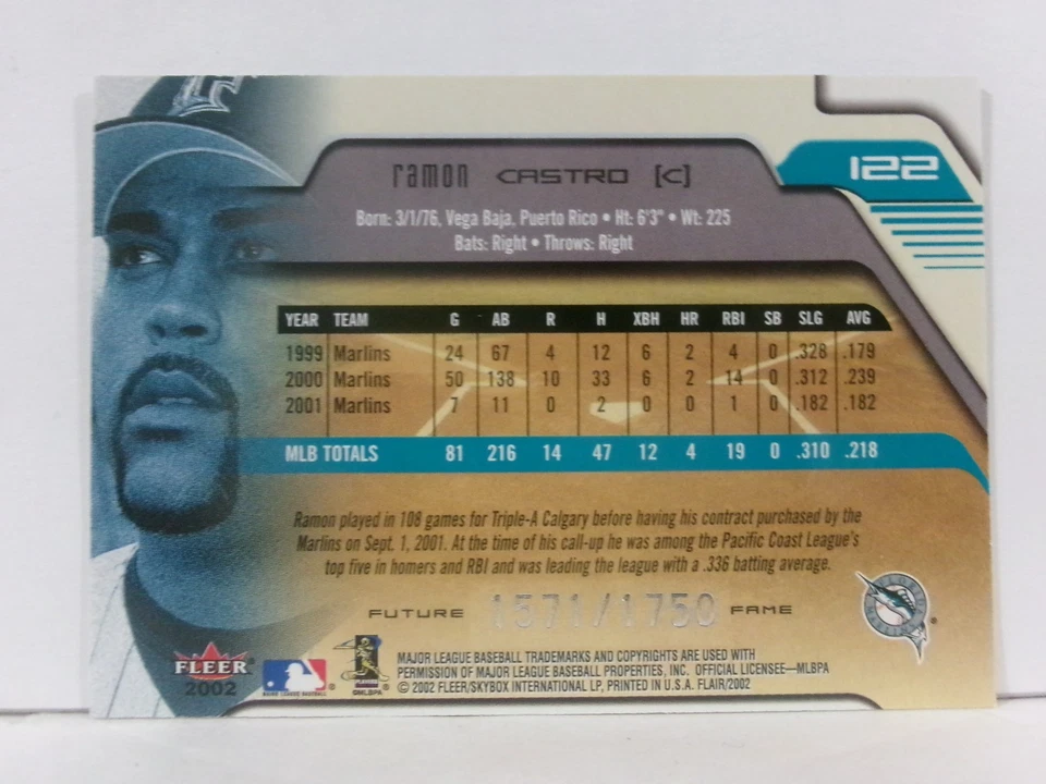 2002 Flair Future Fame /1750 Ramon Castro #122 - Image 2 of 2