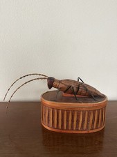 Vintage Chinese Handwoven Wicker Bamboo Grasshopper Box Shanghai Handicrafts