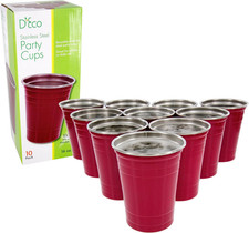 Red Stainless Steel Party Cups - 10 Pack, 16oz Reusable & Shatterproof