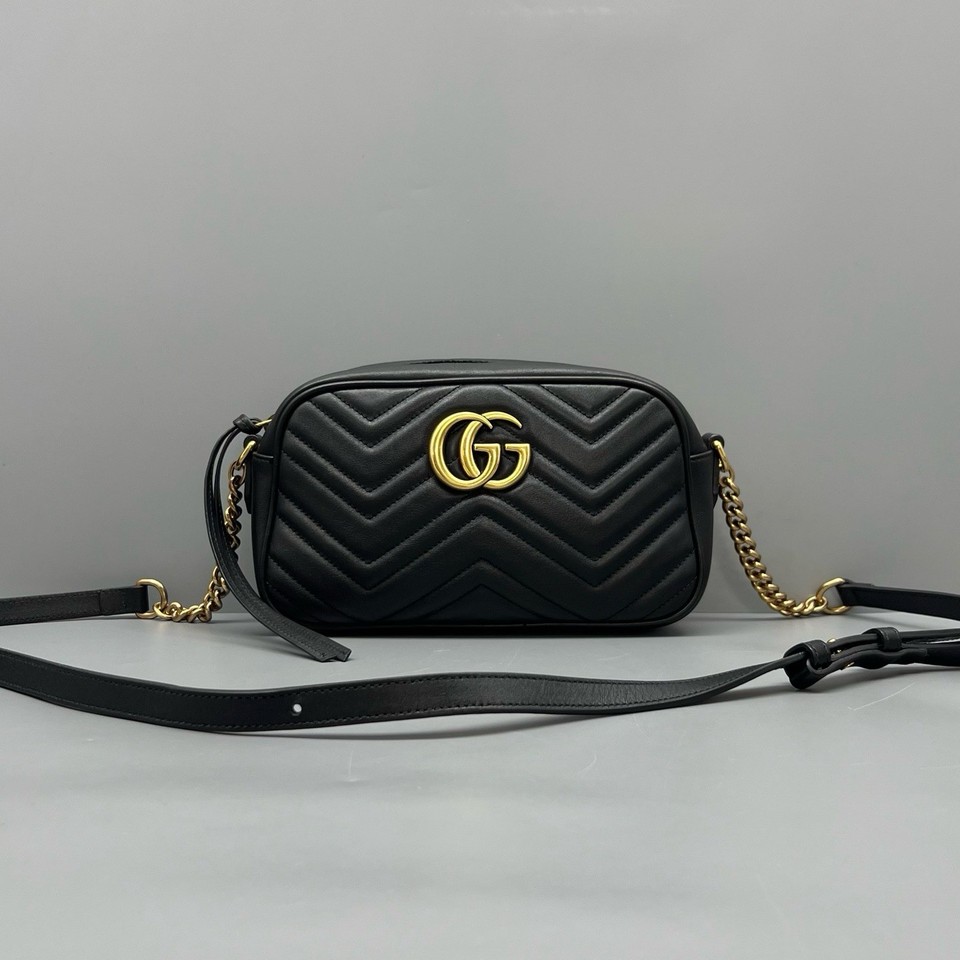 Authentic Gucci GG Marmont Camera Bag – Black 24cm W