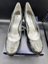 VTG Anne Kline  Wystere  Pumps Pewter Faux Crocodile Style Leather Size 7.5 NIB