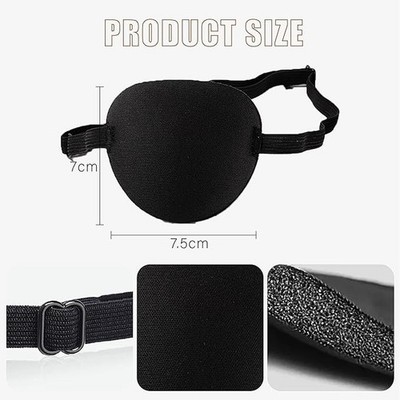 2PCS Adjustable Black Eye Patch for Lazy Eye Adults Soft 3D