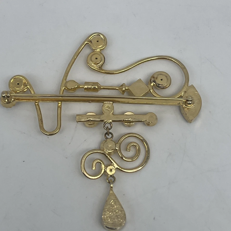 Patricia Locke Signed Multicolor Crystal Rhinestone Gold Tone Brooch Pin - Image 2 of 4