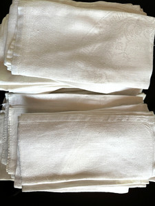 Vintage White Damask Linen Napkins  Wedding Restaurant Party Hotel Table 60 +