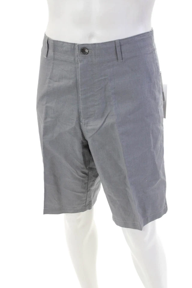 Calvin Klein 男式亚麻纽扣拉链衬里平前正装裤子灰色 38 码 — 第 2/4 张图片