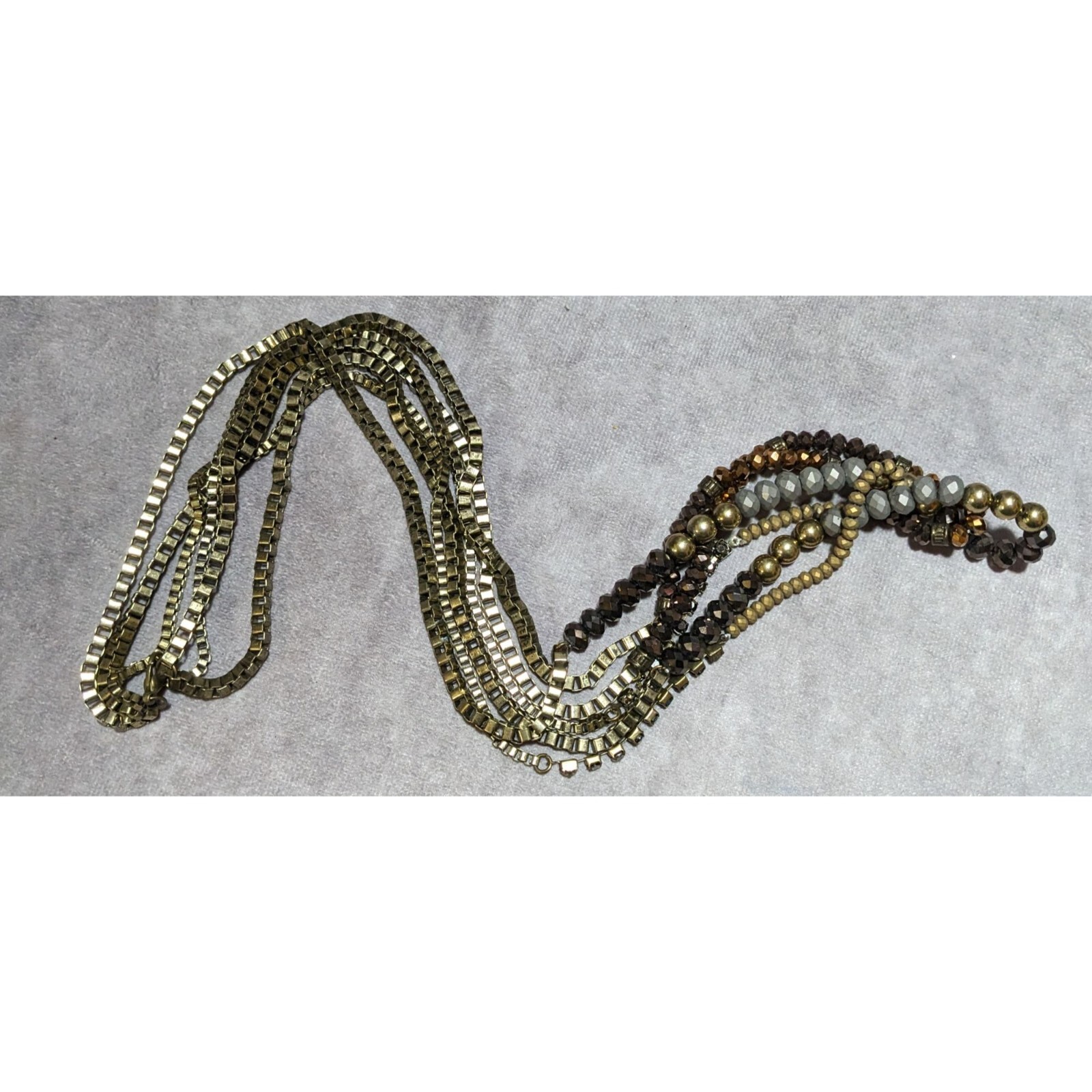 Multilayer Glam Box Link Beaded Statement Necklace - image 14