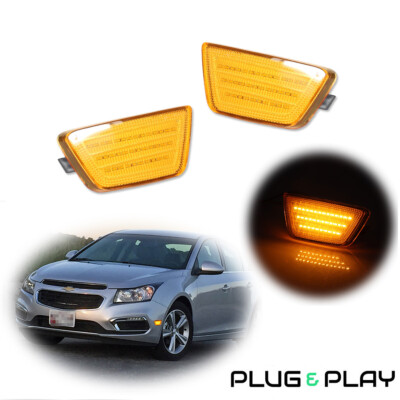 2PCS Yellow Full Amber LED Front Side Marker Light Kit For 2011-2015 Chevy Cruze