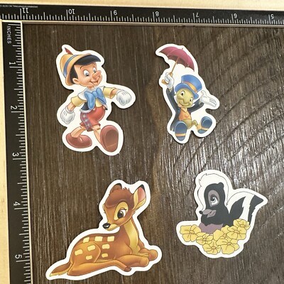 Disney Characters Theme 4-Pack Stickers For Laptop/Luggage/Bike
