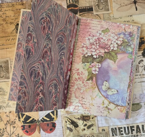 HANDMADE Pocket Book HORTENSIA Slim Junk Journal Grimoire Tome Cosplay Diary - Picture 4 of 10