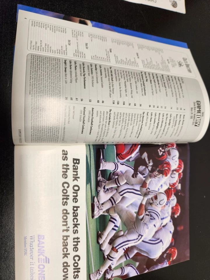 August 24,1995 Indianapolis Colts Vs. Chicago Bears Game Day with Team Roster - Image 4 of 4