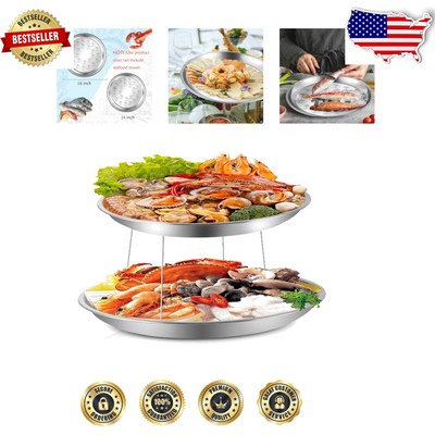 Durable Stainless Steel Shellfish Tray Set - 14'' & 16'' for Celebrations
