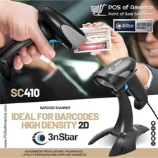 3nStar 2D USB Handheld Barcode Scanner with Base and Autosense ( SC410 ) RETAIL