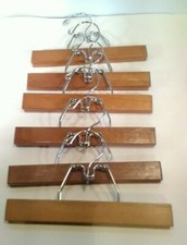 Vintage Wooden Pant skirt clip hangers Made in Taiwan lot 6