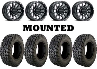 Kit 4 Moose Rigid Tires 30x10-14 on Raceline Trophy Matte Black Wheels CAN