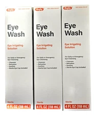 Rugby EYE WASH Eye Irrigating Solution w/ Eye Cup 4oz ( 3 pack )  --