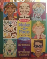 Melissa  Doug Make-a-Face Sticker Pad Crazy Characters 20 Faces 5 Sticker Sheet