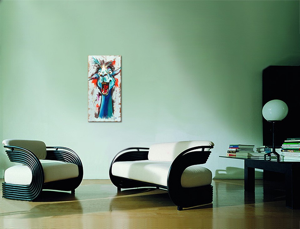 NOVAARTE Acryl Bild Gemälde Lama Abstrakte Malerei Moderne Kunst Tiere