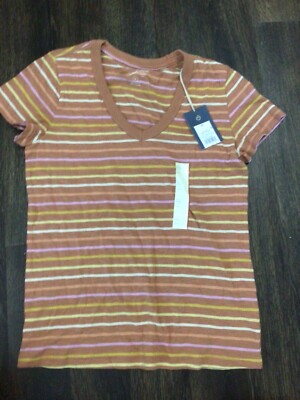 Universal Thread Womens Short Sleeve T Shirt XS Brown Stripe
