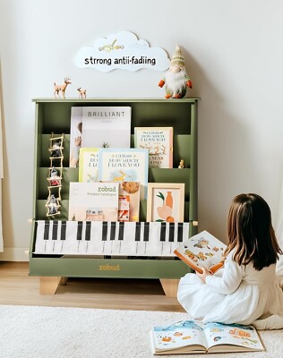 Robud 4 Tier Kids Wooden Bookshelf Bookcase Storage Book Rack Organizer Green