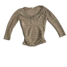 Moa Moa Gold Cowl Neck Rooshed 3/4 Sleeve Wom...