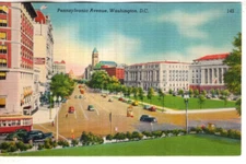 LINEN Postcard       PENNSYLVANIA AVENUE  -  WASHINGTON, D.C.