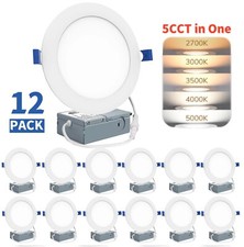 12 Pack 6 Inch LED Recessed Ceiling Lights, Dimmable, 2700K-5000K 5CCT,12 Watt