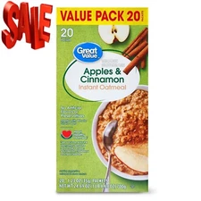Great Value Apples & Cinnamon Instant Oatmeal, 1.23 oz, 20 Count