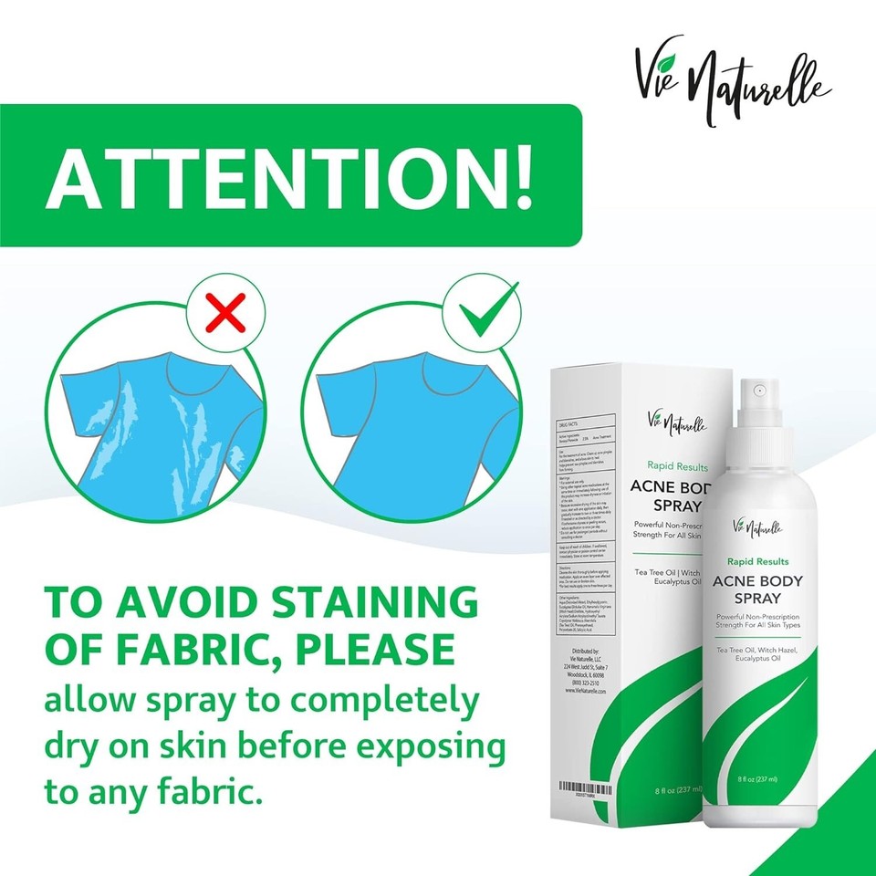 Acne Body Spray Benzoyl Peroxide & Salicylic Acid Treatment Tea