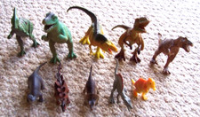 Mixed Lot of 10 Plastic Toy Dinosaurs 1.5"- 4" Tall