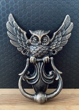Eisen T&uuml;rklopfer Eule Vogel Beschlag gold / bronze Jugendstil Barock Antik Stil