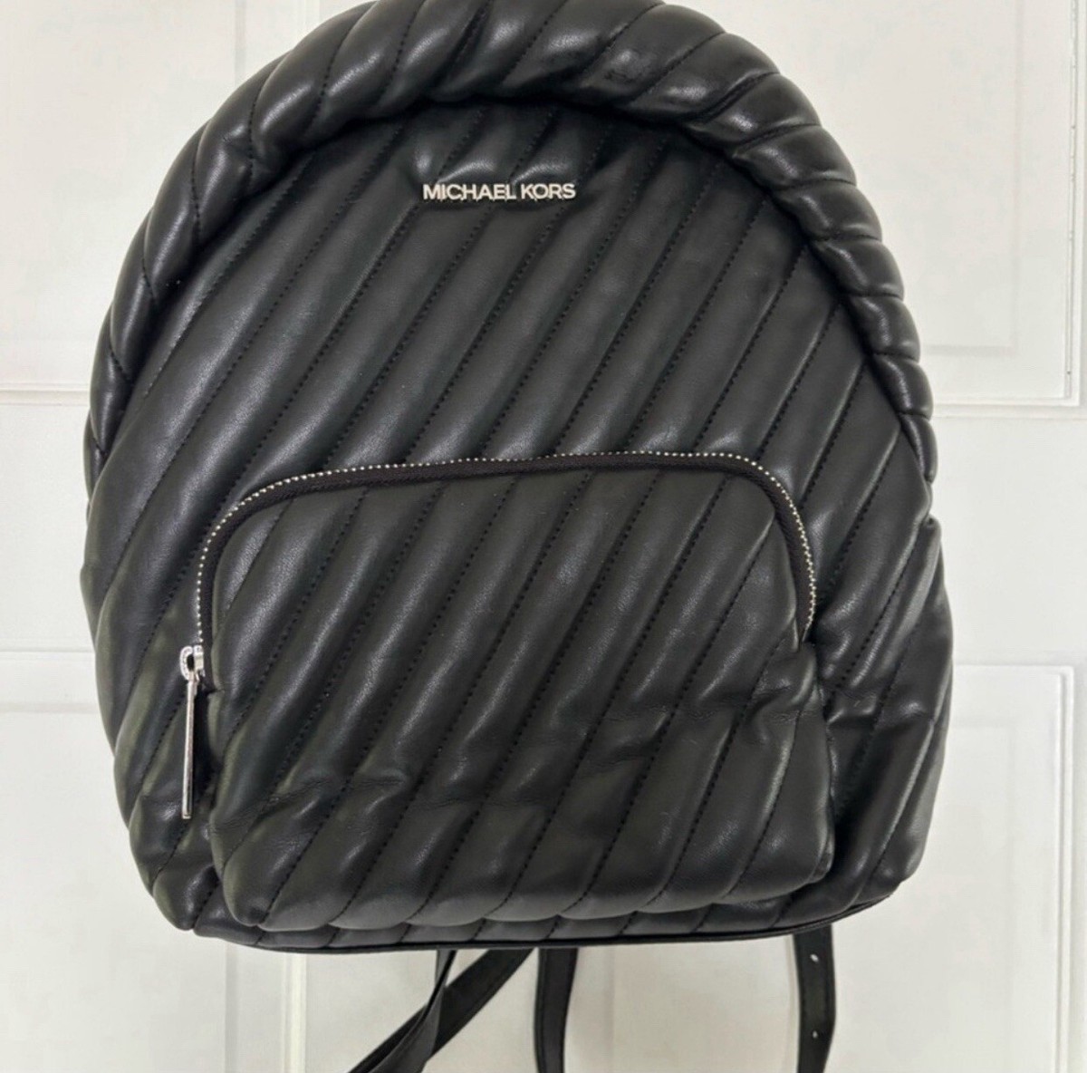 Used mk backpack Michael Kors Backpack - black leather with gold... | Depop main image 3