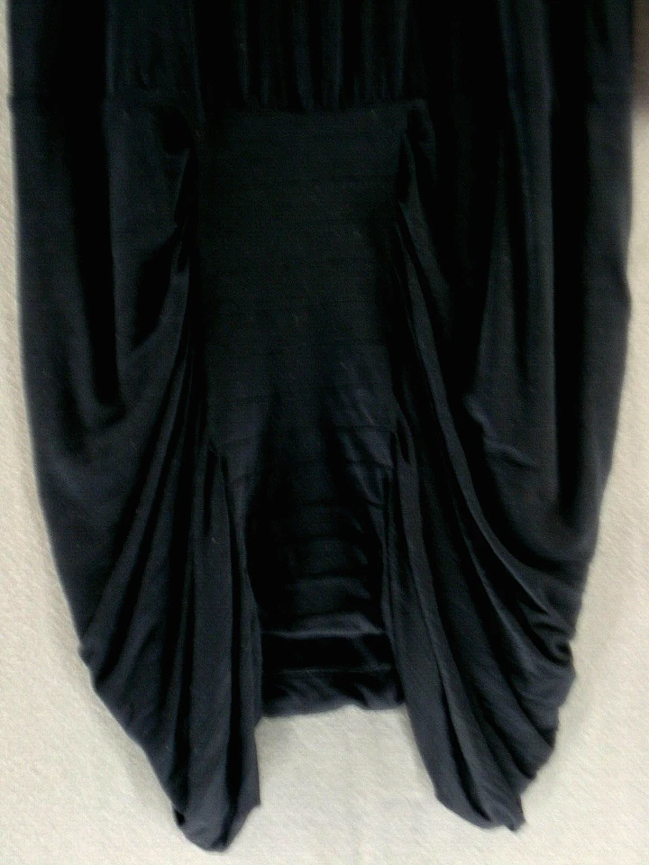 A.L.C. Top de vestir para mujer 10 negro transparente cuello redondo manga larga pliegues cortos Foto 2 de 4