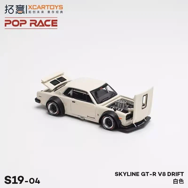 XCarToys x Pop Race 1:64 SKYLINE GT-R V8 DRIFT White Diecast
