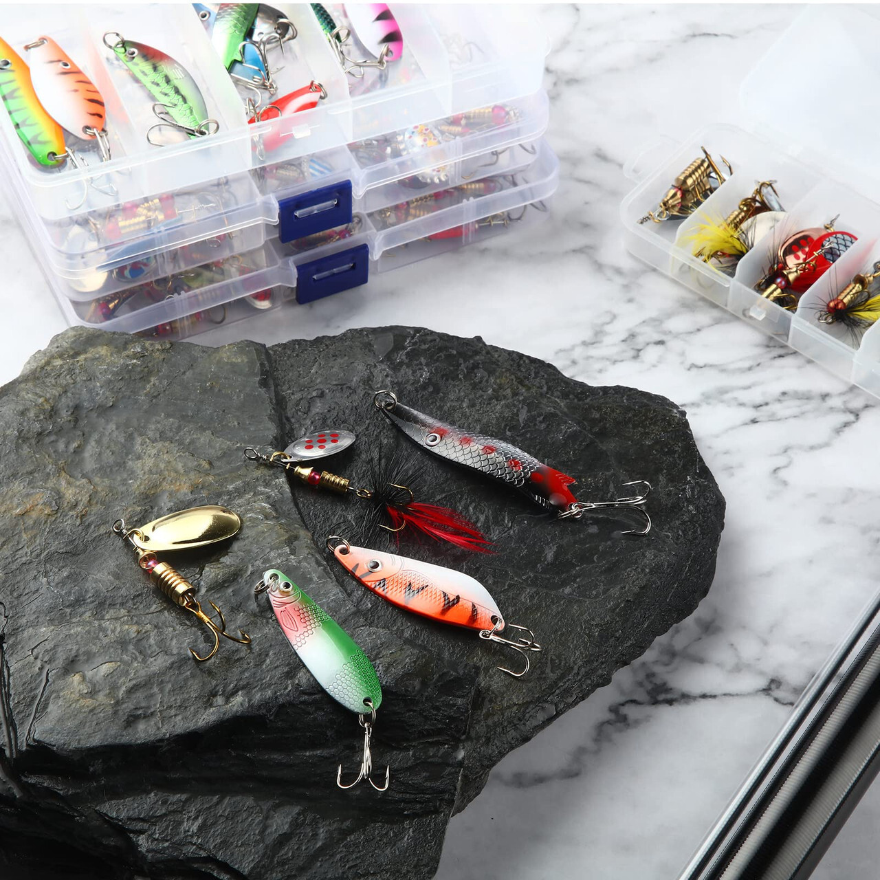 100 Pcs Fishing Lures Spinner Baits Metal Trout Lures Fishing Spinners and Spinn - Image 5