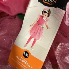 Toddler Pink Flamingo Halloween Costume Dress with Headpiece - 2T-3T 1386
