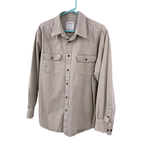 Consensus Mens Shirt Size Large Khaki Long-Sleeved Button Down 100% Cotton - Picture 2 of 12