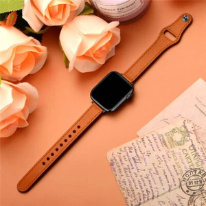 Schlank Einzigart Damen Echt Leder Armband Für Apple Watch Series 10 9 8 7 6 SE 