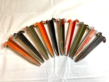 (10) US Military ARMY USMC ORIGINAL Shelter Half Pup Tent Stakes 9" Aluminum VGC