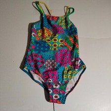 Speedo Blue multi color floral One piece swimsuit 14 girls
