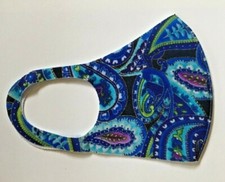 Fashion Reusable Face Mask - Lightweight Washable Stretch Fabric - Paisley Blue