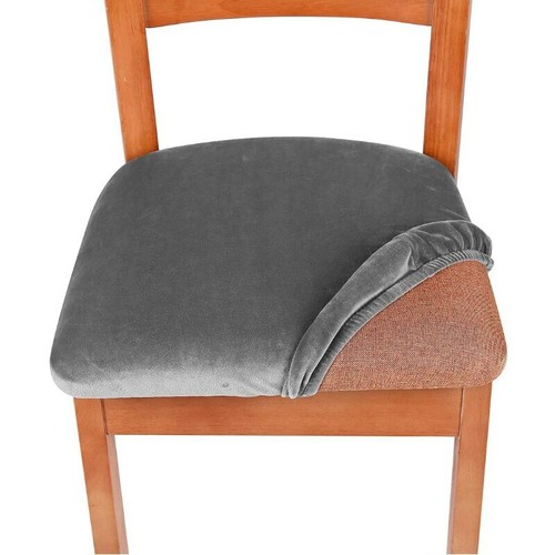 Fundas de asiento extraíbles de terciopelo elástico para silla de comedor 2/4/6X - Imagen 21 de 37