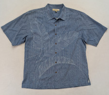 Tommy Bahama Men's Shirt Size XL Blue 100 Silk Short Sleeve Beach Resort