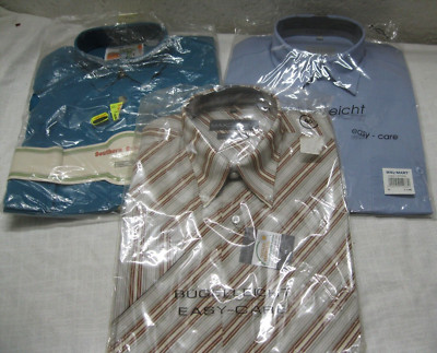 Vintage shirt bundle 3 men's shirts new 39-40 width 118cm 1x long sleeve / 2 short sleeve