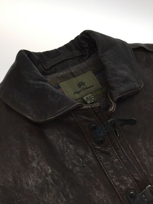 Nigel Cabourn Auth US Clip Sheep Leather Jacket Brown Size 46 Used 