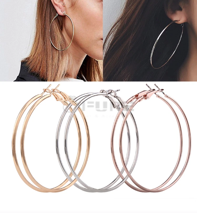 Silver post hotsell hoop earrings