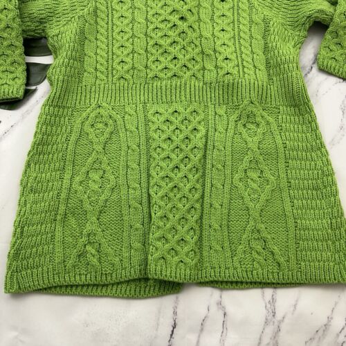 Kilronan Knitwear Damen Strickjacke Pullover Gr. XS grün Merinowolle Zopfmuster - Bild 12 von 12