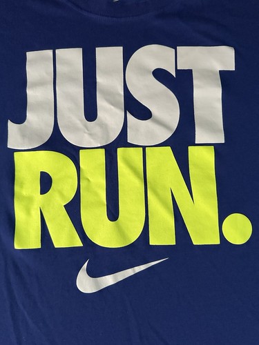 Nike Dri-Fit Mens Tshirt XXL JUST RUN White Swoosh Logo Graphic Tee - Picture 7 of 9