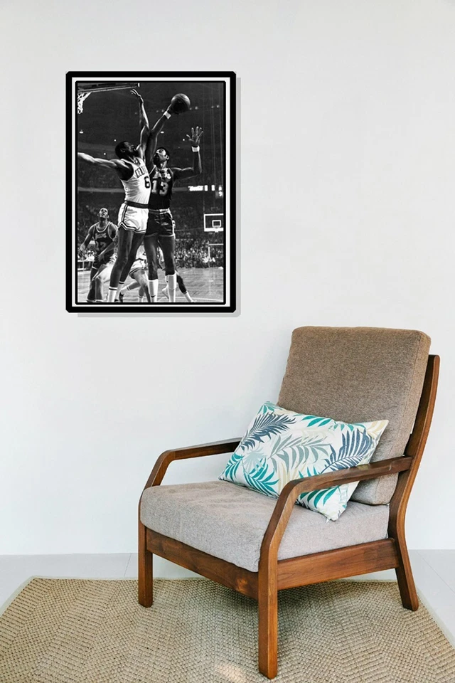 Póster Wilt Chamberlain vs Bill Russell, Lakers, Celtics, baloncesto, arte de pared Foto 3 de 4