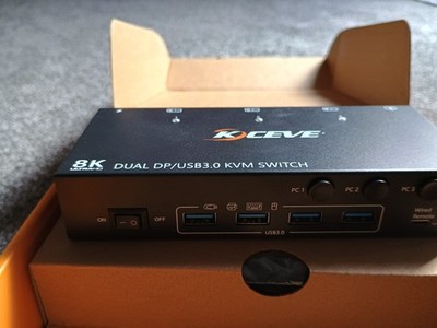 8K Ultra HD KCEVE DP HDMI USB 3.0 KVM Switch 2 Computer 2 Monitors, Dual Monitor